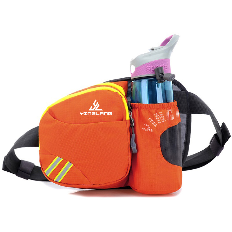 Orange Lightweight Running Waist Pack with Stable Bottle Holder - Multi-Functional Nylon Sports Fanny Pack for Marathon, Hiking, Cycling & Climbing - Image 1