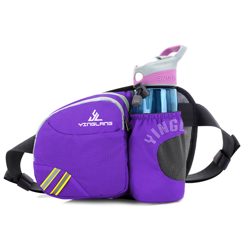 Purple Lightweight Running Waist Pack with Stable Bottle Holder - Multi-Functional Nylon Sports Fanny Pack for Marathon, Hiking, Cycling & Climbing - Image 1