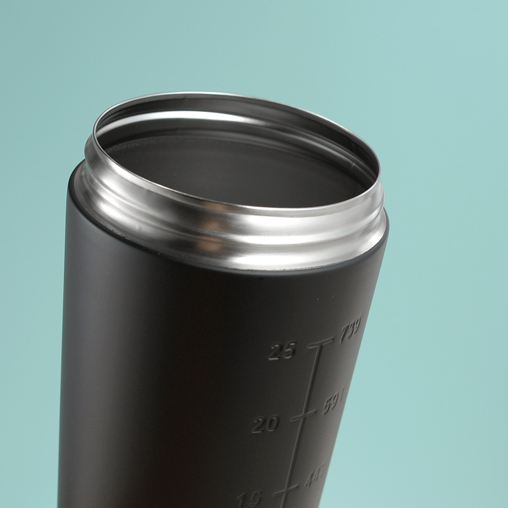 Black 750ML Premium Stainless Steel Protein Shaker Bottle - BPA-Free Metal Mixer Cup with Scale for Gym, Fitness & Meal Replacement - Image 2