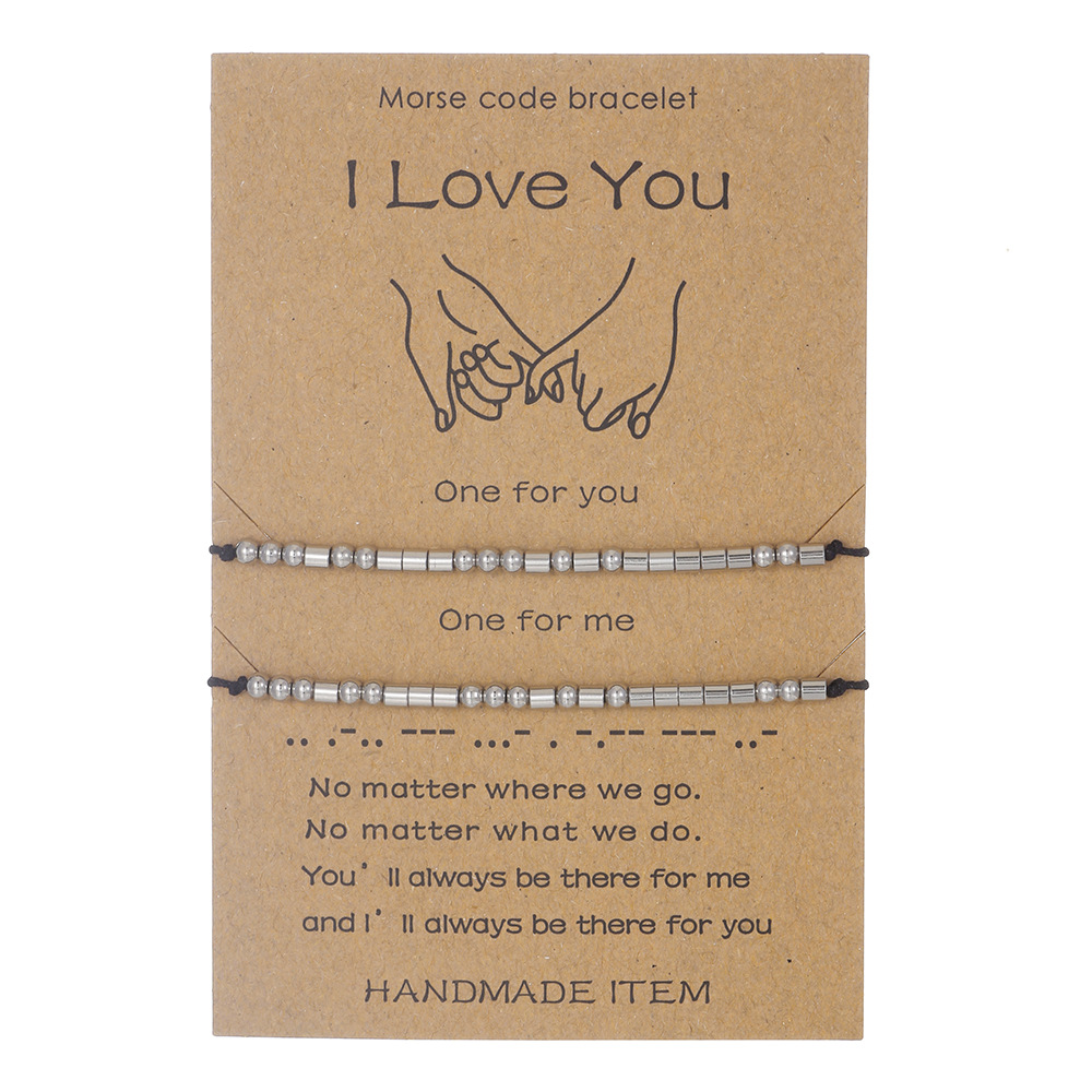 Stainless Steel Morse Code Bracelet(16-26cm) with Secret Message I Love You - Meaningful Gift for Best Friends, Sisters & Family - Image 1