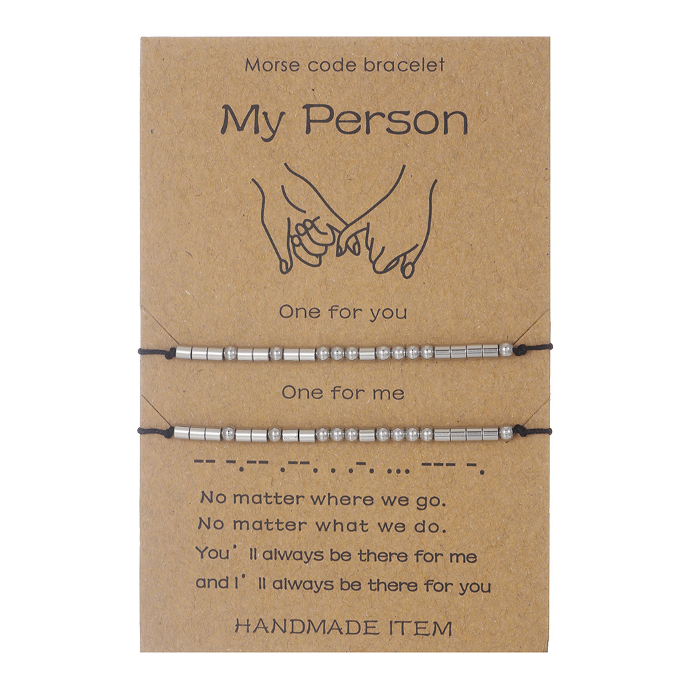 Stainless Steel Morse Code Bracelet(16-26cm) with Secret Message My Person - Meaningful Gift for Best Friends, Sisters & Family - Image 1