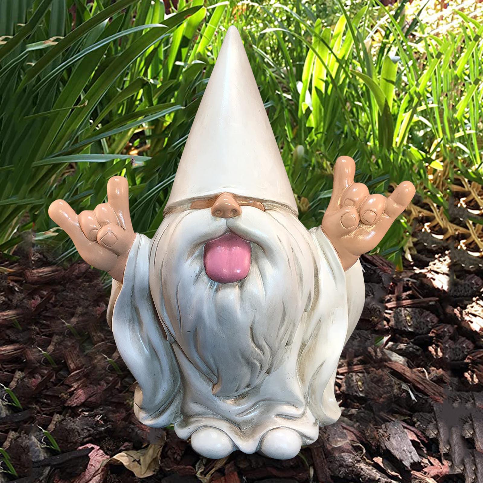 Naughty Garden Gnome Statue with Tongue Out - Funny Resin Dwarf Figurine for Yard & Patio - Image 1