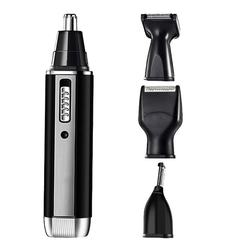 4-in-1 Portable Electric Grooming Kit for Men with Nose / Beard / Body Hair & Hair Clipper Heads - Quiet & USB Rechargeable, Waterproof Stainless Steel Blades - Image 1