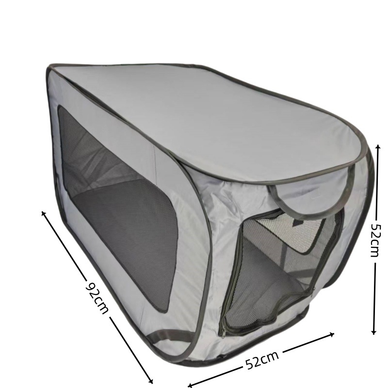 Grey Instant Pop-Up Foldable 4-Sided Pet Playpen & Car Crate - Breathable Scratch-Resistant Travel Kennel for Dogs & Cats (Open 92 x 52 x 52 CM , Folded 34 x 34 x 3 CM) - Image 2