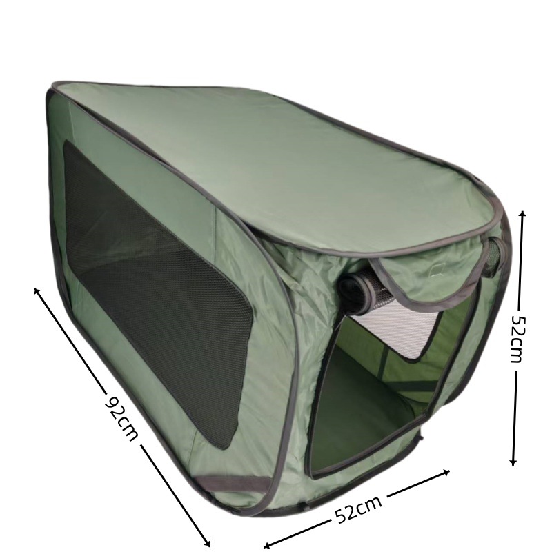 Green Instant Pop-Up Foldable 4-Sided Pet Playpen & Car Crate - Breathable Scratch-Resistant Travel Kennel for Dogs & Cats (Open 92 x 52 x 52 CM , Folded 34 x 34 x 3 CM) - Image 1