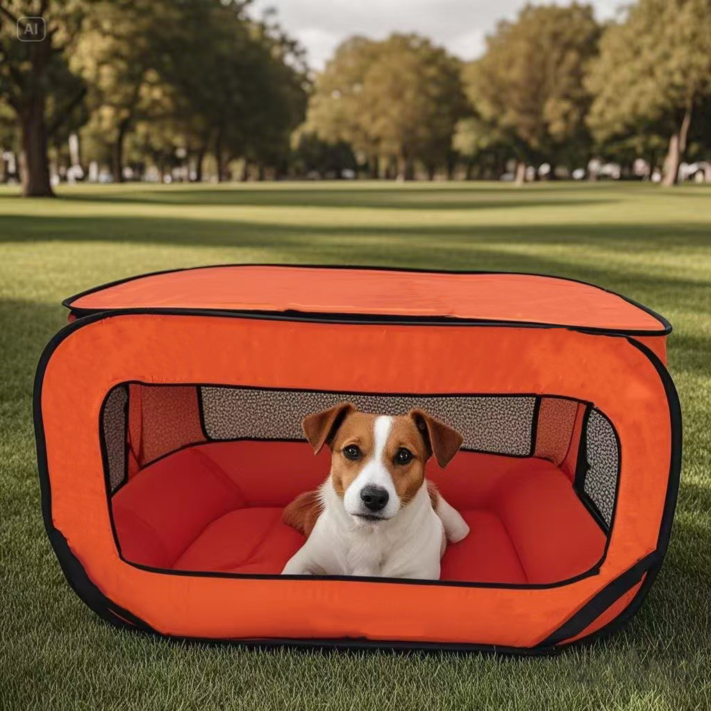 Green Instant Pop-Up Foldable 4-Sided Pet Playpen & Car Crate - Breathable Scratch-Resistant Travel Kennel for Dogs & Cats (Open 92 x 52 x 52 CM , Folded 34 x 34 x 3 CM) - Image 2