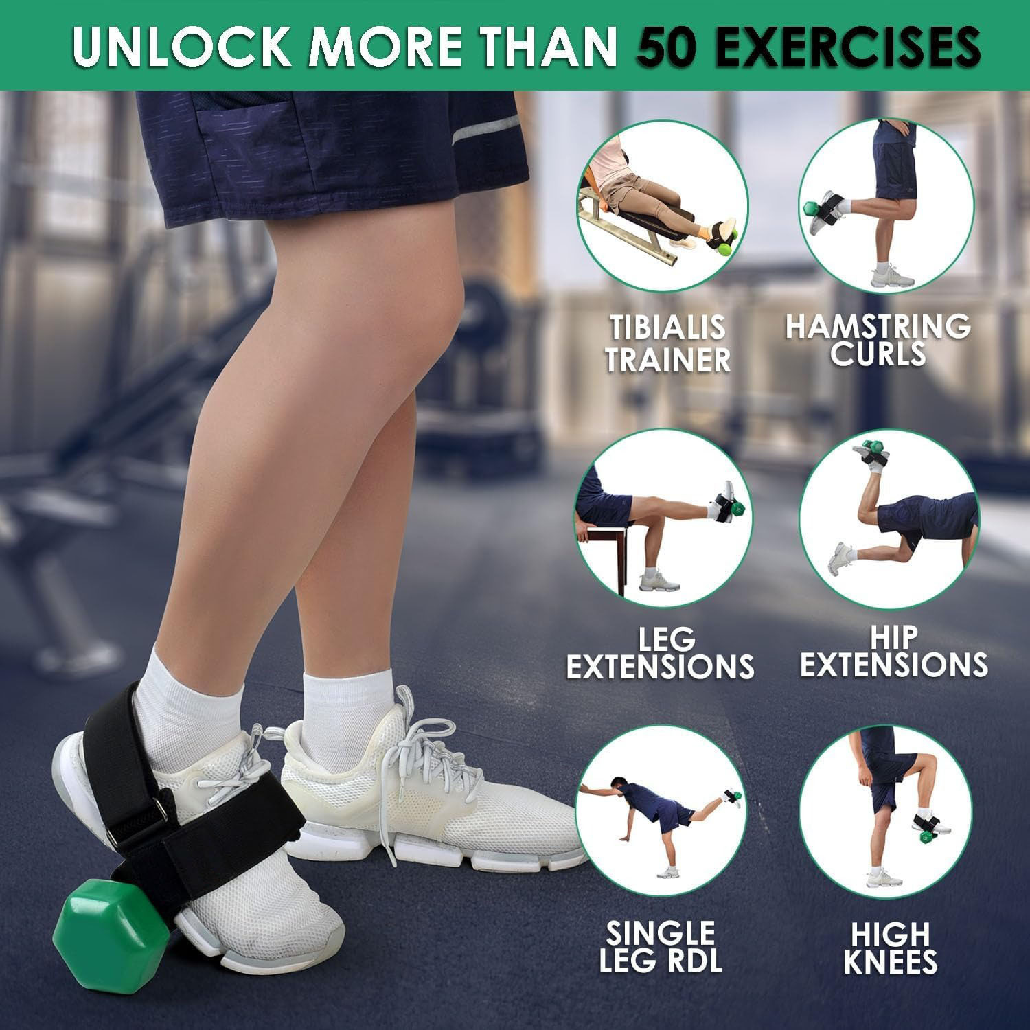 Heavy-Duty Ankle Strap Compatible With Dumbbell for Weightlifting - Adjustable Foot Attachment for Leg Curls, Extensions & Hip Abductors - Image 2