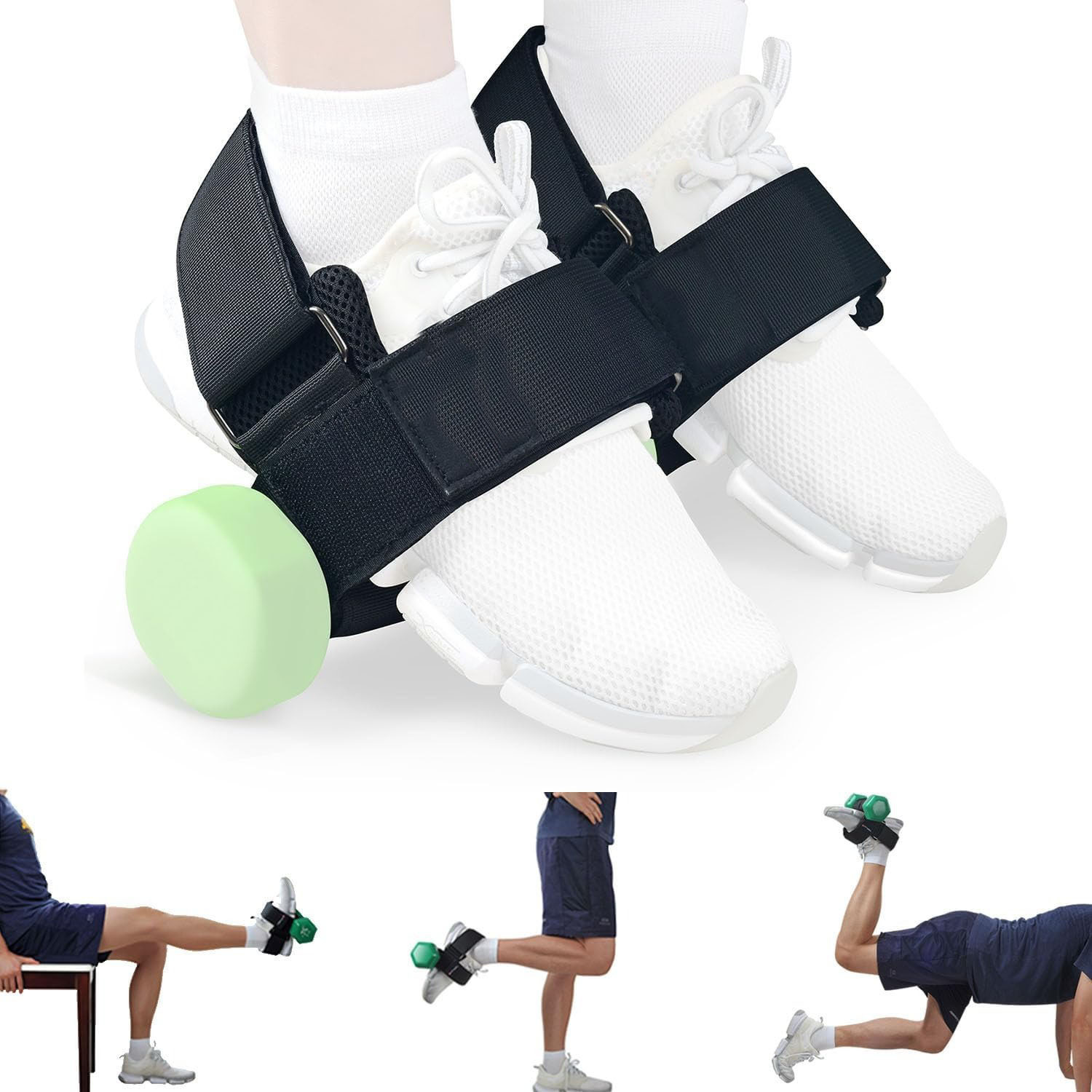 1-Pair Heavy Duty Ankle Strap Compatible With Dumbbell for Weightlifting - Adjustable Foot Attachment for Leg Curls, Extensions & Hip Abductors - Image 1