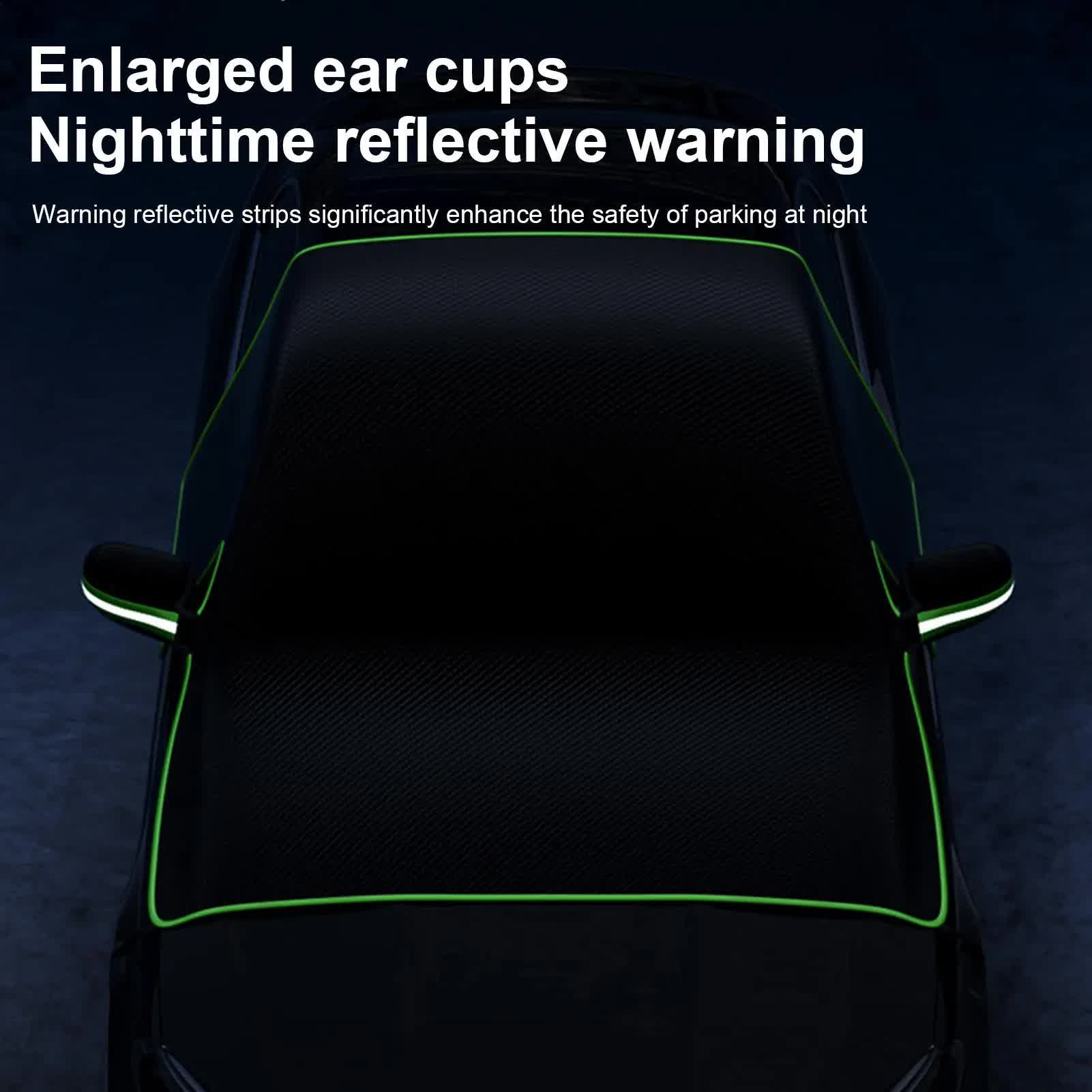 Black-Green Magnetic Car Windshield Protector with 6 Magnets & 4 Secure Straps and Reflective Safety Strips - Durable Frost & Ice Cover for All-Weather Protection (Sun, Rain, Snow, Dust) - Image 5