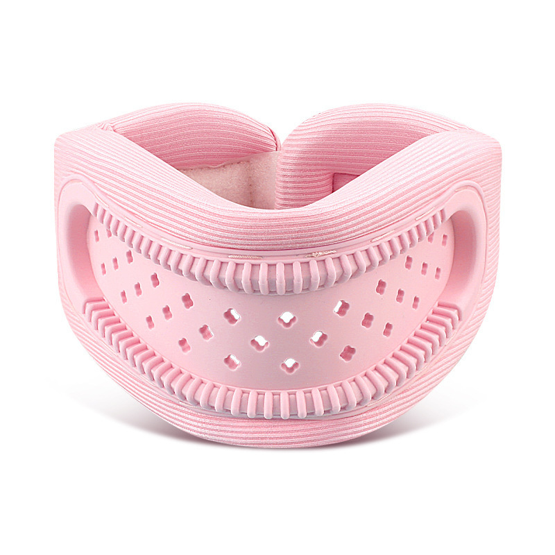 Pink Adjustable Silicone Neck Brace with High-Elastic Memory Foam & V-Shape - Prevent Forward Head Tilt and Posture Correction - Image 1