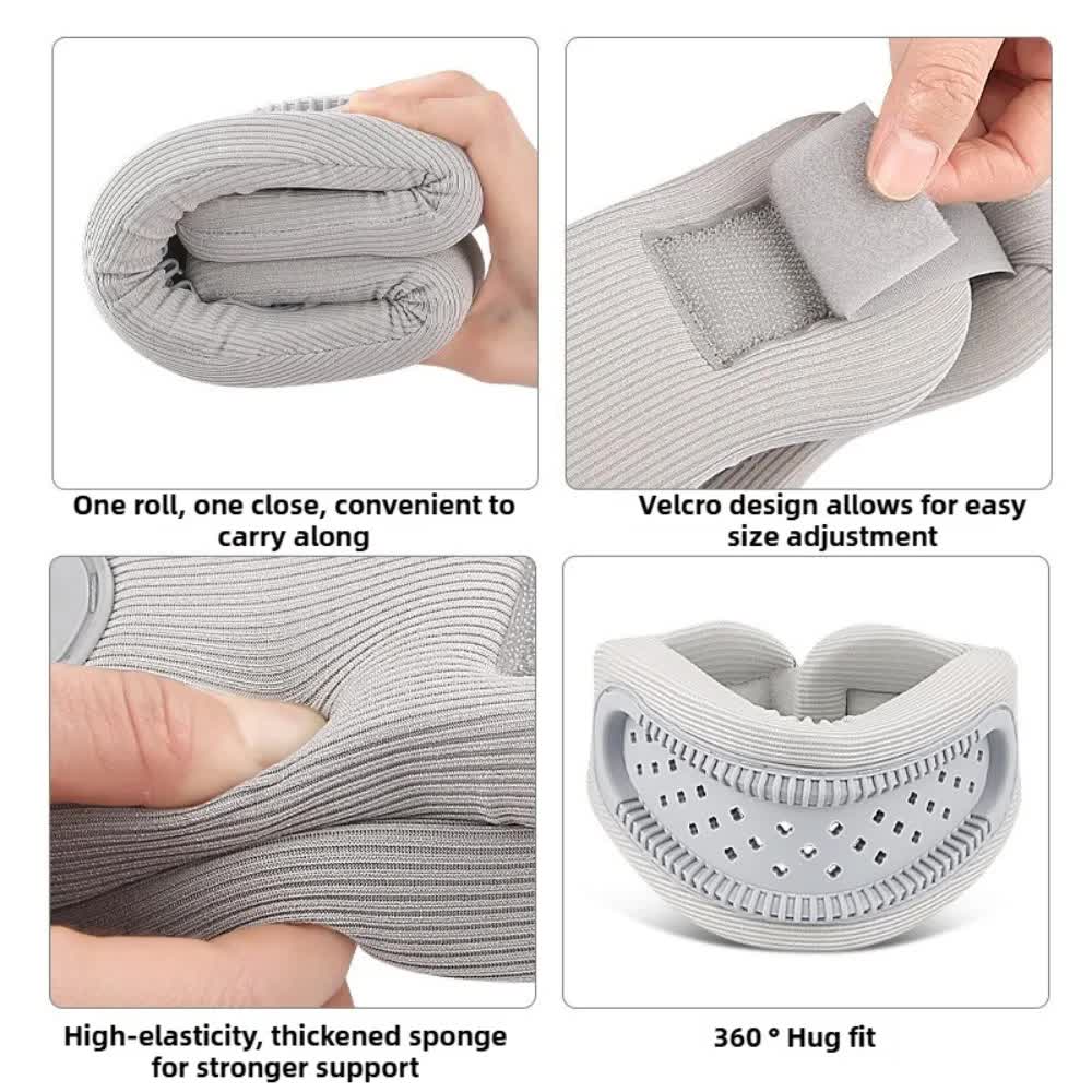 Grey Adjustable Silicone Neck Brace with High-Elastic Memory Foam & V-Shape - Prevent Forward Head Tilt and Posture Correction - Image 4
