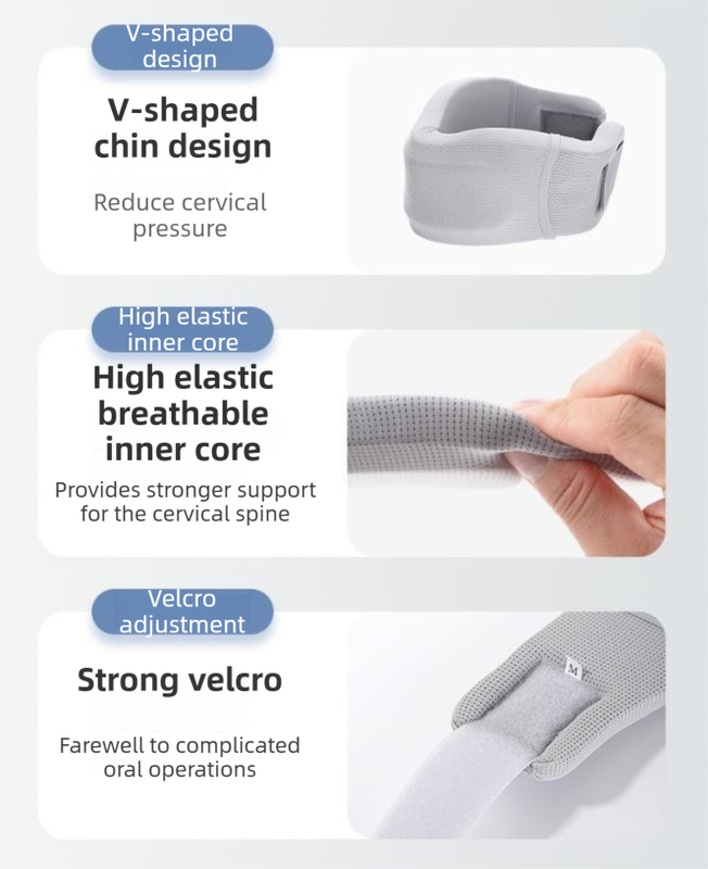 Grey Adjustable Cooling Jelly Core Neck Brace with Washable Cover - 3D Hollow Cervical Collar for Posture & Forward Head Correction (M Size) - Image 5