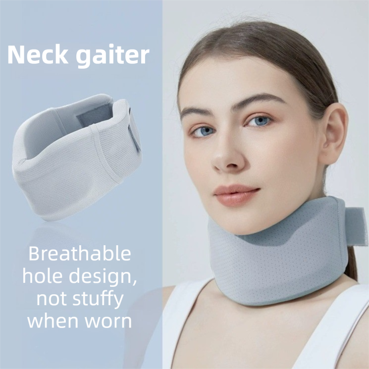 Light Green Adjustable Cooling Jelly Core Neck Brace with Washable Cover - 3D Hollow Cervical Collar for Posture & Forward Head Correction (M Size) - Image 2