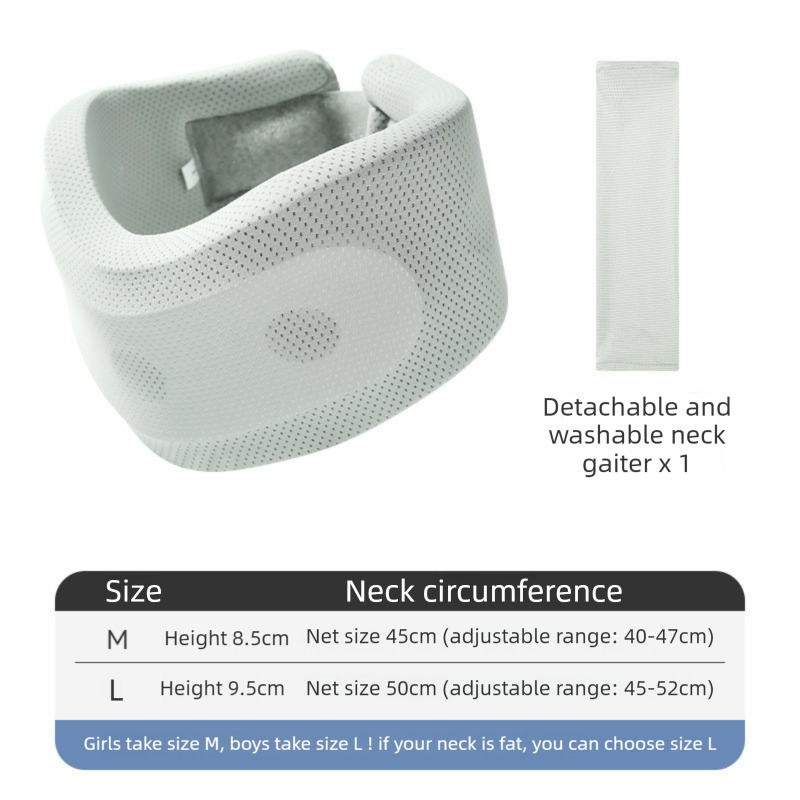 Light Green Adjustable Cooling Jelly Core Neck Brace with Washable Cover - 3D Hollow Cervical Collar for Posture & Forward Head Correction (L Size) - Image 1