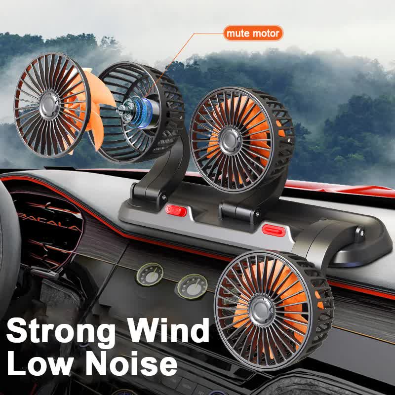 3-in-1 Powerful Car Single Head Fan (USB Power) - Quiet Cooling Fan Integrated Aromatherapy & Number Plate, with 360° Rotation & 130cm Long Cord - Image 2
