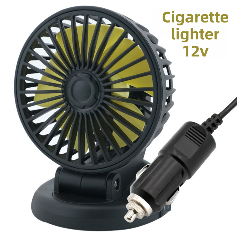 3-in-1 Powerful Car Single Head Fan (12V Lighter Power) - Quiet Cooling Fan Integrated Aromatherapy & Number Plate, with 360° Rotation & 130cm Long Cord - Image 1