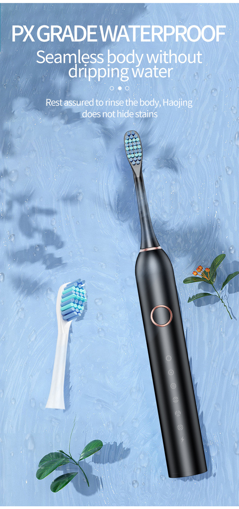 White Smart Sonic Electric Toothbrush Kit with 8 Heads & Travel Case - 6 X Cleaning Modes and High-Frequency Vibration with Soft Protective Bristles - Image 6
