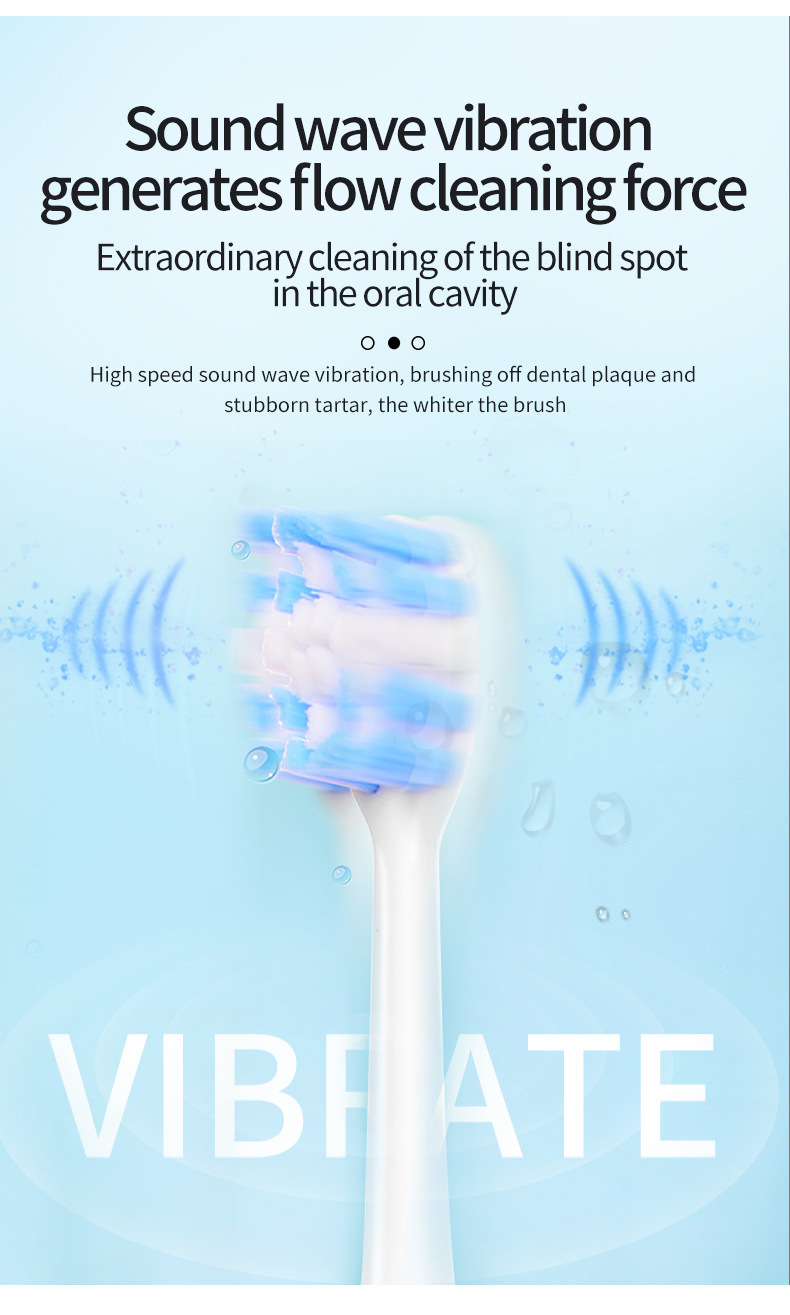Pink Smart Sonic Electric Toothbrush Kit with 8 Heads & Travel Case - 6 X Cleaning Modes and High-Frequency Vibration with Soft Protective Bristles - Image 2