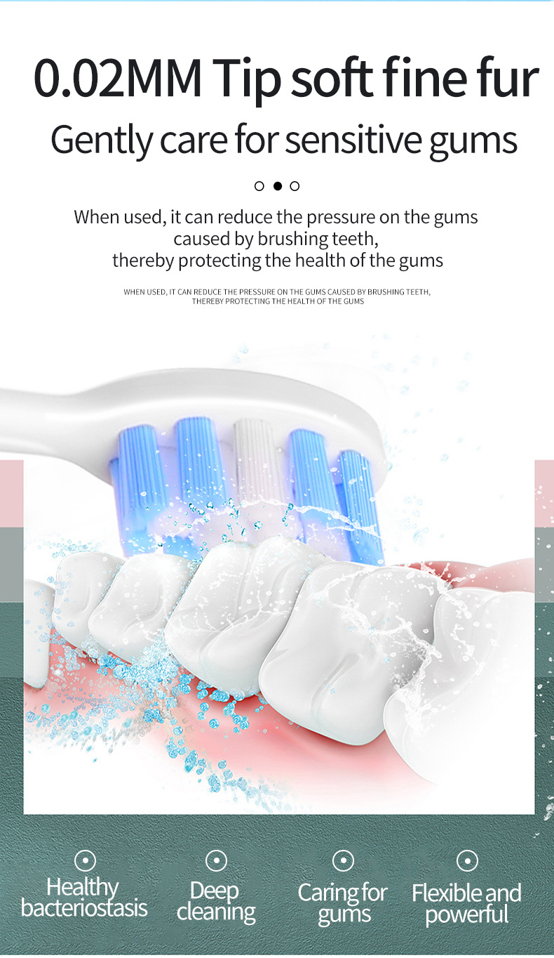 Pink Smart Sonic Electric Toothbrush Kit with 8 Heads & Travel Case - 6 X Cleaning Modes and High-Frequency Vibration with Soft Protective Bristles - Image 5