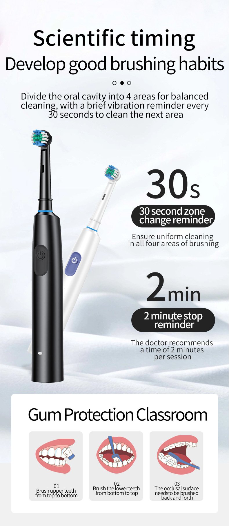 Pink Rotating Round Head Electric Toothbrush Kit with 8 Heads, Case & Stand - 3D Oscillating Mechanical Cleaning for Deep Plaque Removal - Image 6