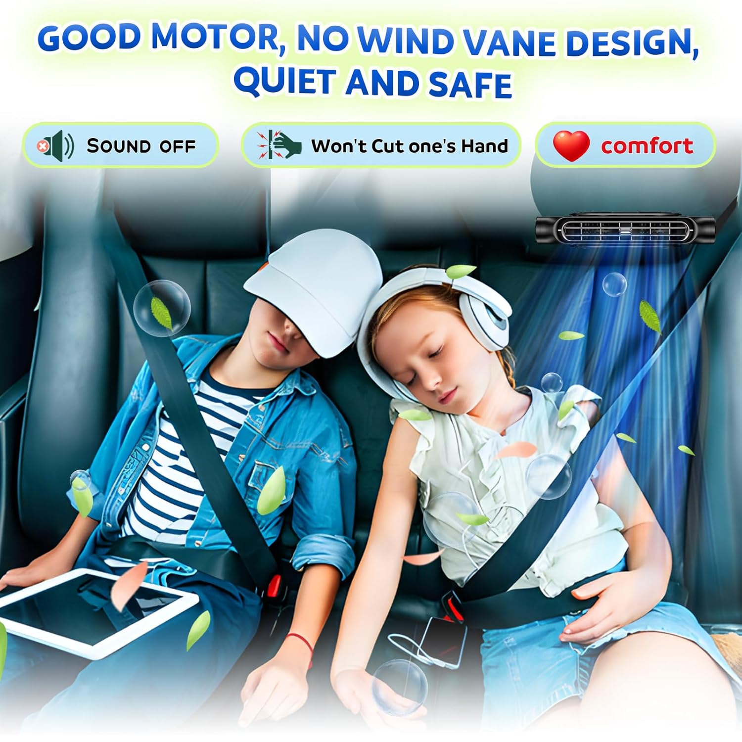 Beige Cordless Dual-Turbo Car Seat Cooling Fan with Velcro Mount - Powerful 3-Speed Backrest Ventilation, Adjustable Airflow Angle & Hair-Safe Design - Image 6