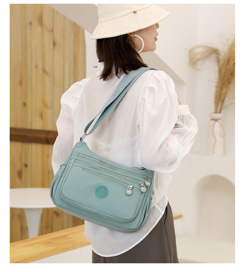 Grey Versatile Nylon Multi-Pocket Crossbody Bag - Lightweight Casual Travel Purse, Waterproof Horizontal Square Design - Image 2