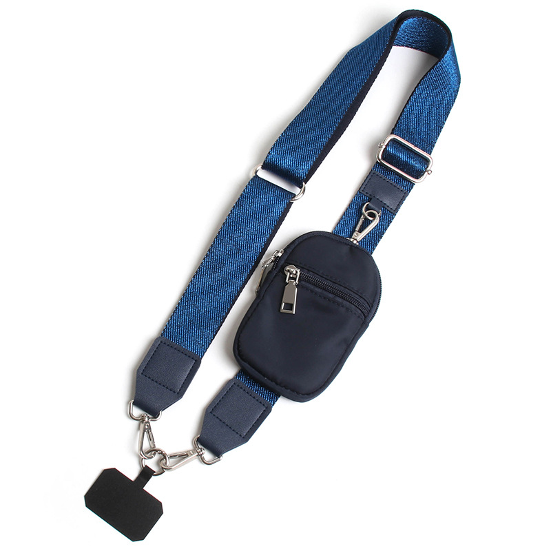 Blue Versatile Crossbody Phone Lanyard with Detachable Mini Pouch - Twill Webbing  Wristlet & Neck Strap - Image 1