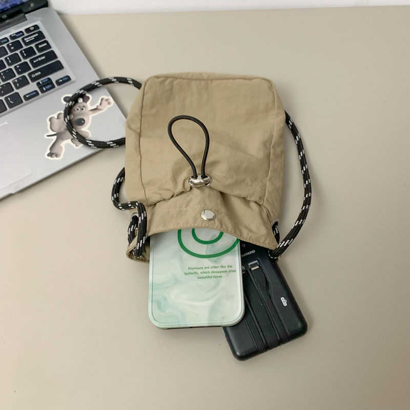 Beige Durable Nylon Small Square Phone Bag - Quick-Access Magnetic Closure, Versatile All-Match Shoulder Pouch - Image 2