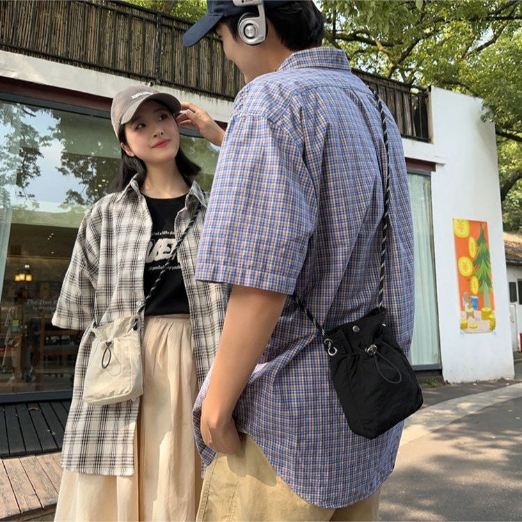 Beige Durable Nylon Small Square Phone Bag - Quick-Access Magnetic Closure, Versatile All-Match Shoulder Pouch - Image 4