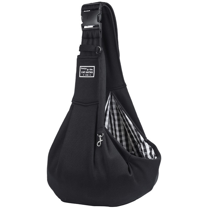 Black Lightweight Breathable Pet Crossbody Bag with Adjustable Padded  Strap & Reversible Double-Sided Design - Image 1