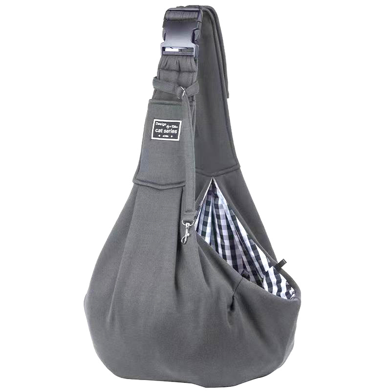 Dark Grey Lightweight Breathable Pet Crossbody Bag with Adjustable Padded  Strap & Reversible Double-Sided Design - Image 1