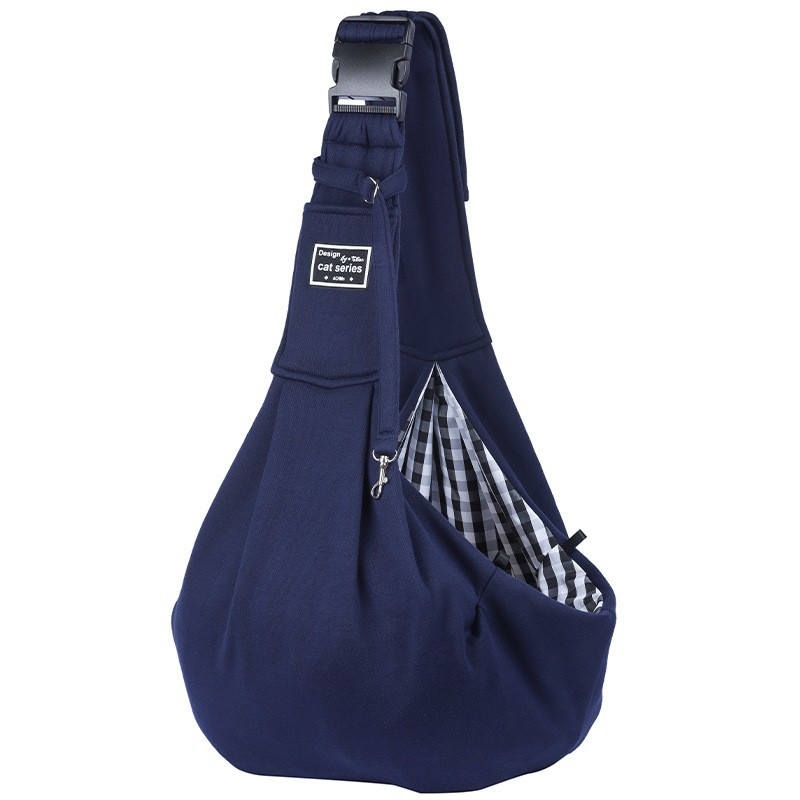 Dark Blue Lightweight Breathable Pet Crossbody Bag with Adjustable Padded  Strap & Reversible Double-Sided Design - Image 1