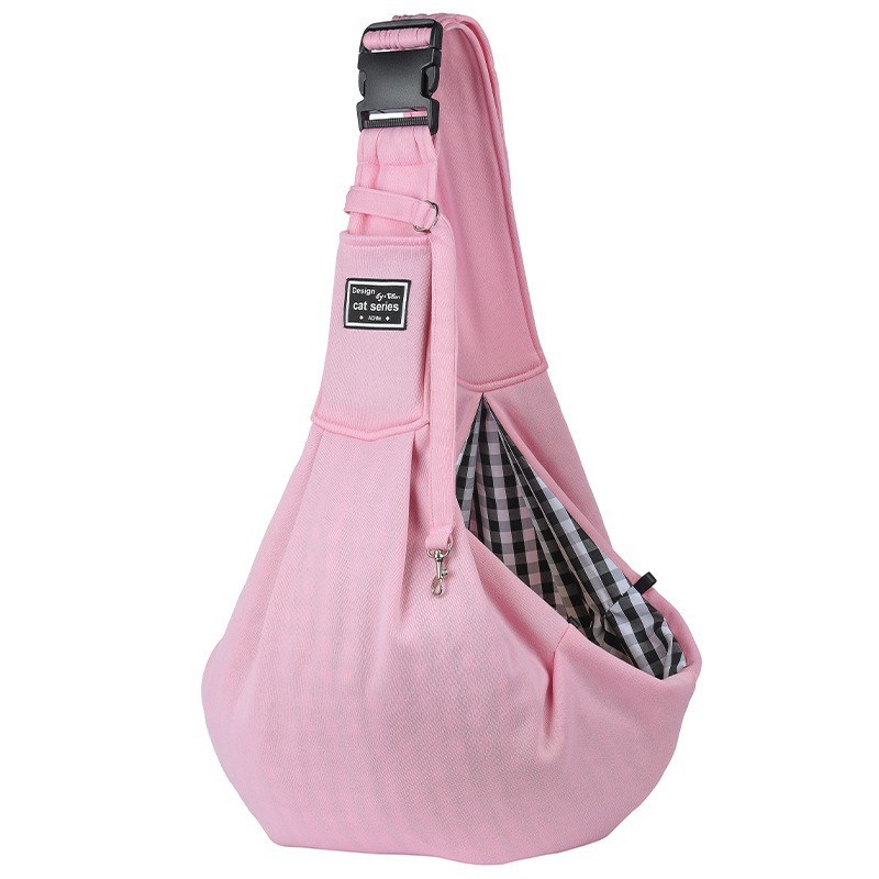 Pink Lightweight Breathable Pet Crossbody Bag with Adjustable Padded  Strap & Reversible Double-Sided Design - Image 1