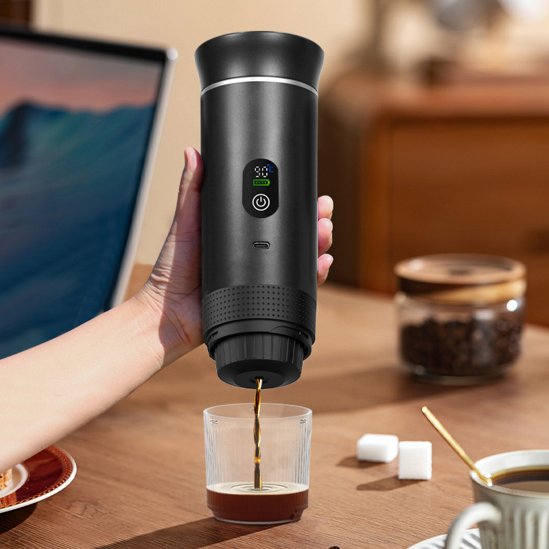 Grey 3-in-1 Portable Espresso Maker with Self-Heating and One-Touch Cold Hot Brew - Smart Digital Display & 20Bar High Pressure for Rich Crema - Image 6