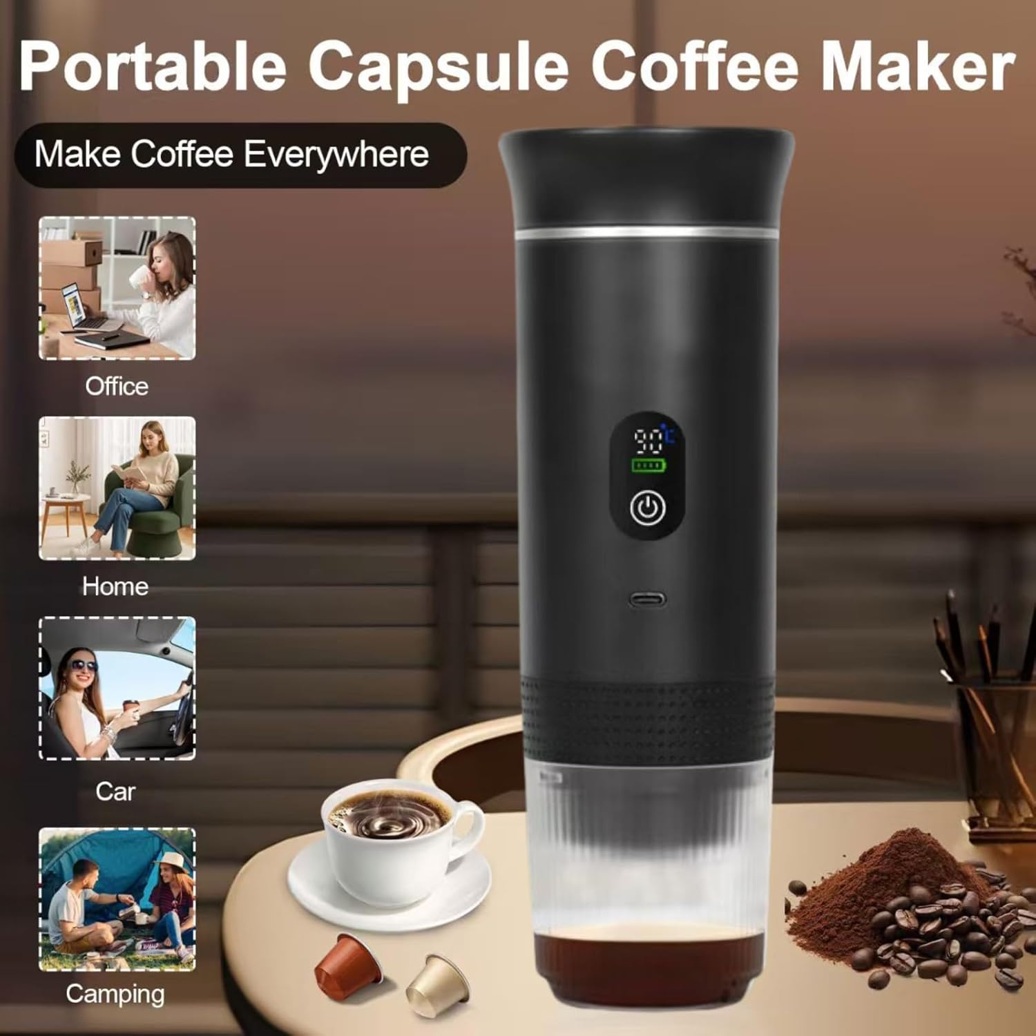 Sliver 3-in-1 Portable Espresso Maker with Self-Heating and One-Touch Cold Hot Brew - Smart Digital Display & 20Bar High Pressure for Rich Crema - Image 2