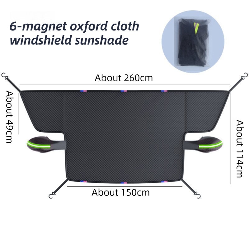 Durable Car Protector with Extra-Large 253cm Coverage - All-Season Snow & Sun Protector, 6-Magnet & 4 Strap Windproof System(Black & Green) - Image 1