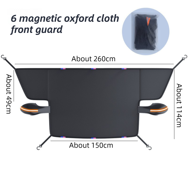 Durable Car Protector with Extra-Large 253cm Coverage - All-Season Snow & Sun Protector, 6-Magnet & 4 Strap Windproof System(Black & Orange) - Image 1