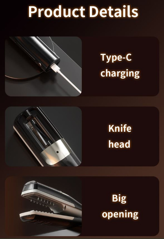 White Cordless Automatic Split End Hair Trimmer - High-Speed Double-Sided Blade, Visible Trimming Window & Large Opening - Image 7
