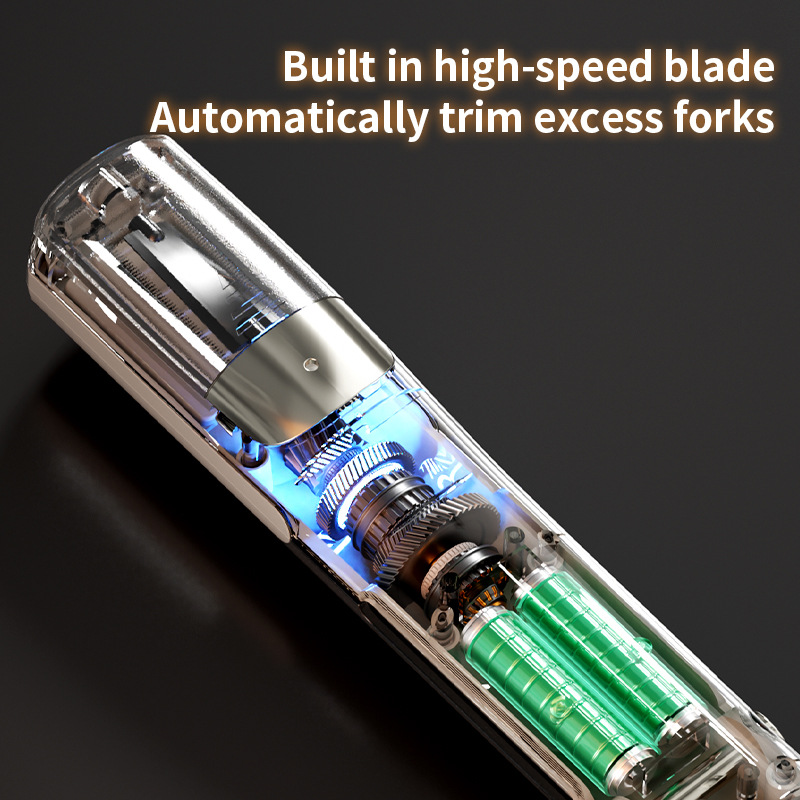 Red Cordless Automatic Split End Hair Trimmer - High-Speed Double-Sided Blade, Visible Trimming Window & Large Opening - Image 4