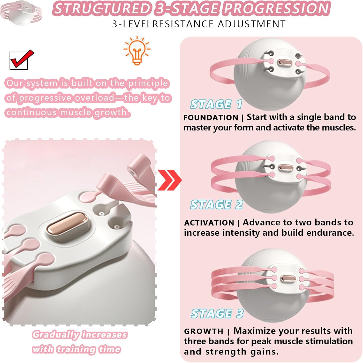 Purple 3-Level Resistance Pelvic Floor & Inner Thigh Trainer - Multi-Function Kegel Exercise Set with 25cm Yoga Ball & 3-Pair Resistance Rope - Image 3