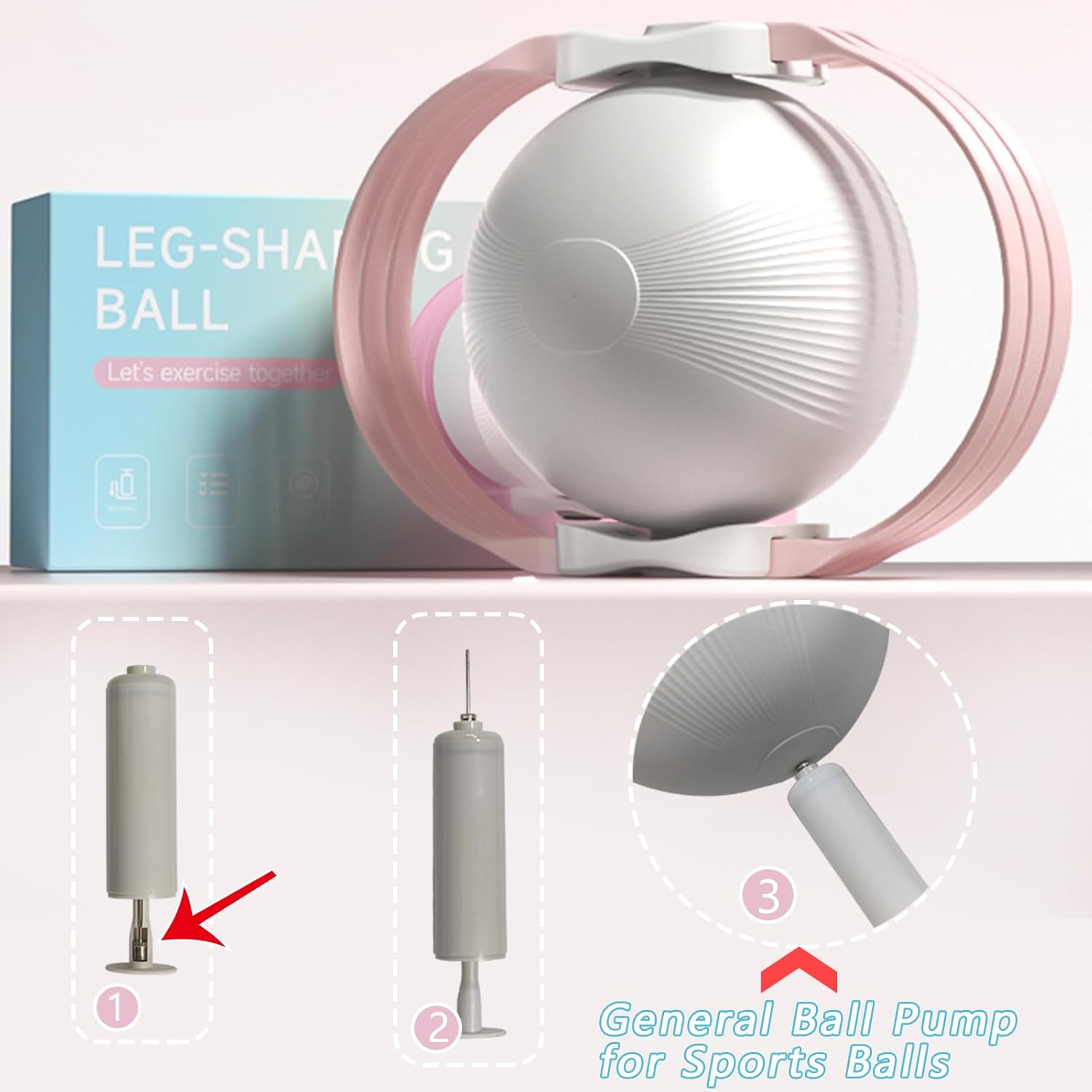 Purple 3-Level Resistance Pelvic Floor & Inner Thigh Trainer - Multi-Function Kegel Exercise Set with 25cm Yoga Ball & 3-Pair Resistance Rope - Image 7