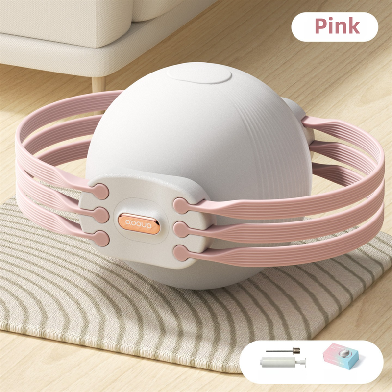 Pink 3-Level Resistance Pelvic Floor & Inner Thigh Trainer - Multi-Function Kegel Exercise Set with 25cm Yoga Ball & 3-Pair Resistance Rope - Image 1