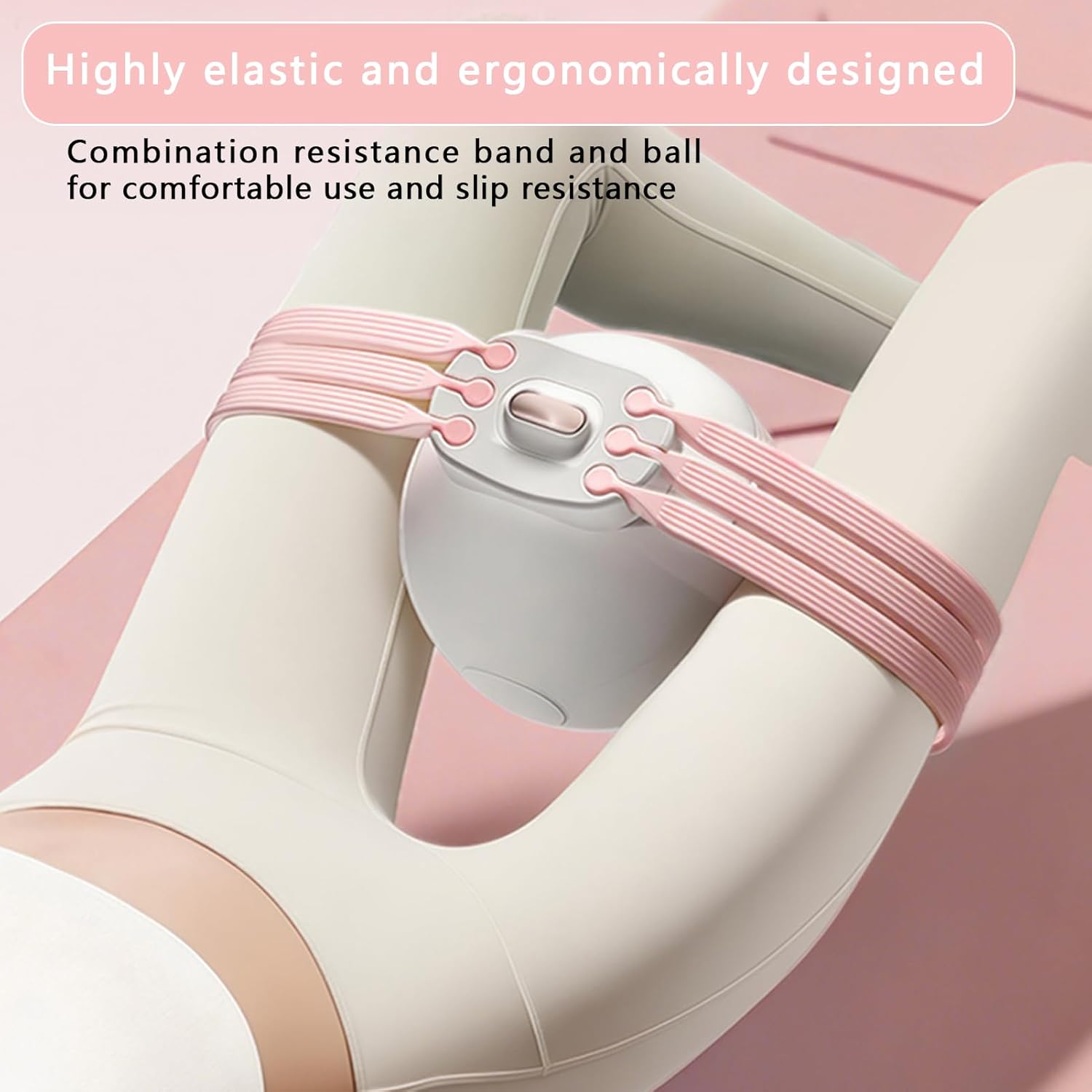 Pink 3-Level Resistance Pelvic Floor & Inner Thigh Trainer - Multi-Function Kegel Exercise Set with 25cm Yoga Ball & 3-Pair Resistance Rope - Image 2