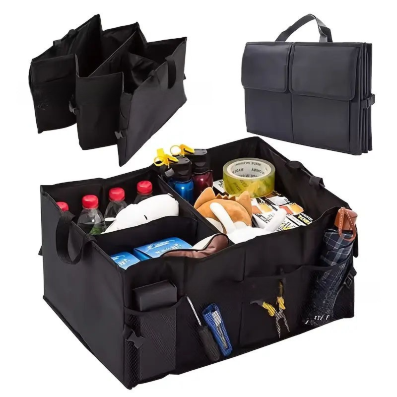 Heavy-Duty Foldable Car Trunk Organizer with Handles - Large Capacity Cargo Storage Box for Groceries & Gear (53x39x26.5 CM) - Image 1