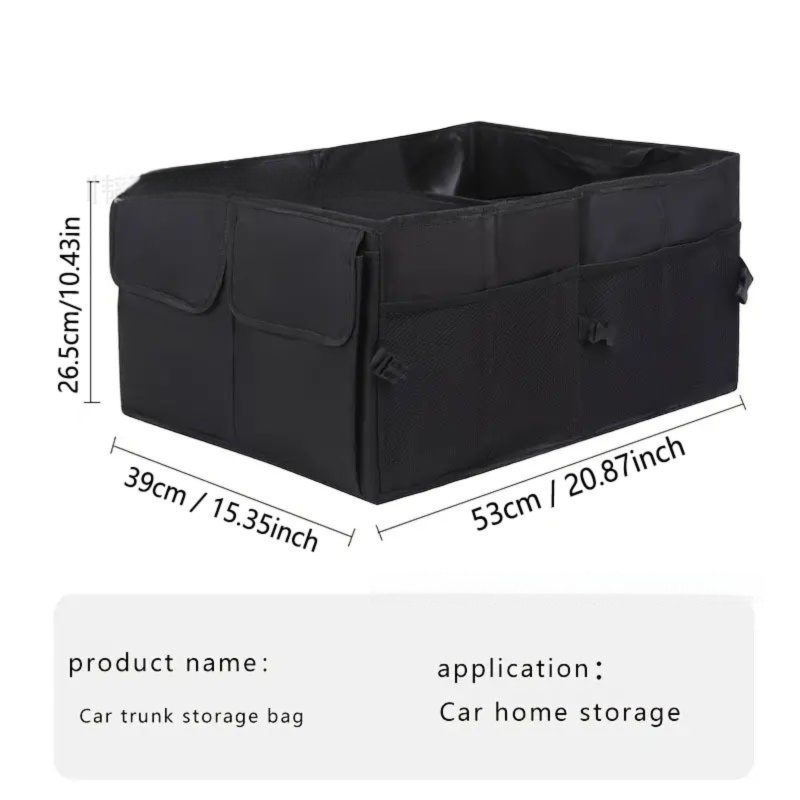 Heavy-Duty Foldable Car Trunk Organizer with Handles - Large Capacity Cargo Storage Box for Groceries & Gear (53x39x26.5 CM) - Image 2