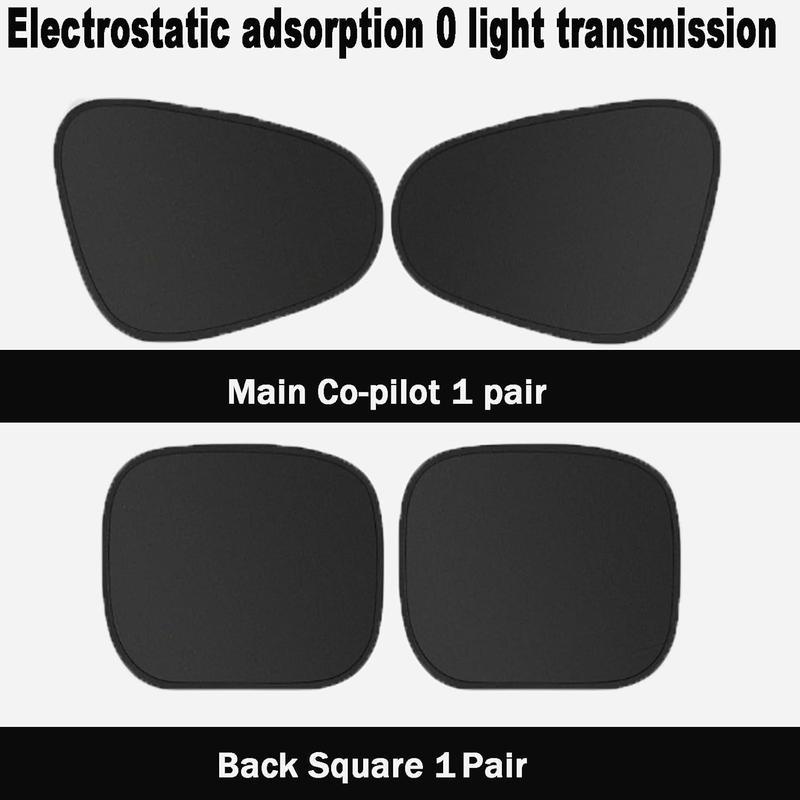4-PCS Static Cling Car Window Sunshades Set - Glue-Free Insulating Total Blackout Fabric & Foldable Memory Wire Frame - Image 1