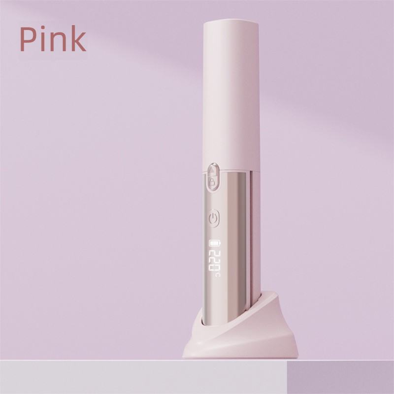 Pink 2-in-1 Wireless Hair Styler with 4 Temperature Settings, Dual Anti-Scalding & Cap - 3D Ceramic Heating Brush with Essential Oil Coating - Image 1