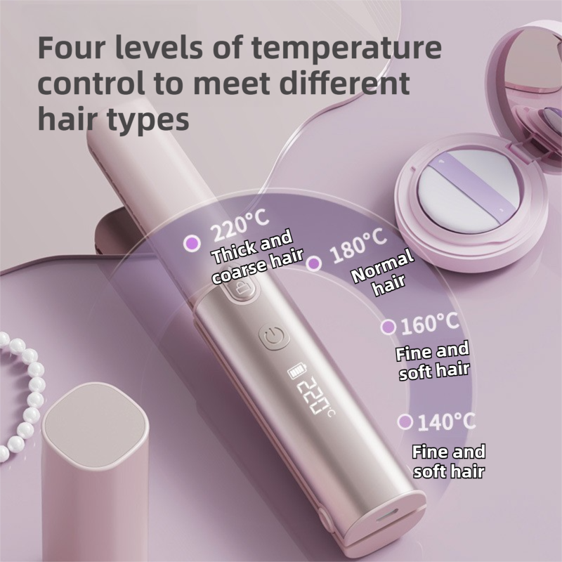 Green 2-in-1 Wireless Hair Styler with 4 Temperature Settings, Dual Anti-Scalding & Cap - 3D Ceramic Heating Brush with Essential Oil Coating - Image 3