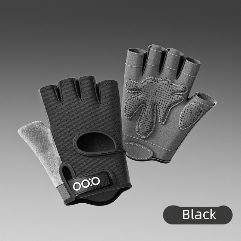 Black Heavy-Duty Unisex Gym Training Gloves with Integrated Wrist Support - Breathable Anti-Callus and Anti-Slip Weightlifting & Pull-Up Guards (Size L) - Image 1