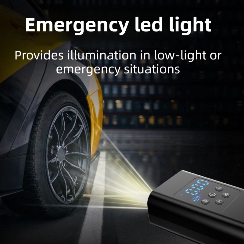 Portable 12V Lighter Electric Tire Inflator with 4 Inflation Modes & 5 Inflatable Parts - Real-Time LCD Precision Gauge, Auto-Stop & Emergency LED Light - Image 4
